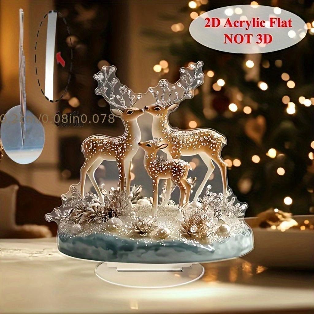 2D Vánoční sobi akrylová ozdoba