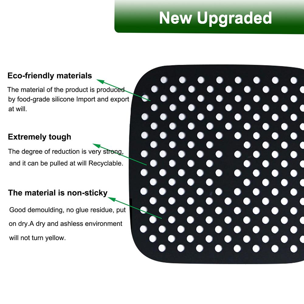 Reusable Silicone Airs Fryer Liners with Airs Fryer Magnetic Cheat Sheet, Easy Clean Airs Fryer Accessories, Non Stick (Square 8.5")