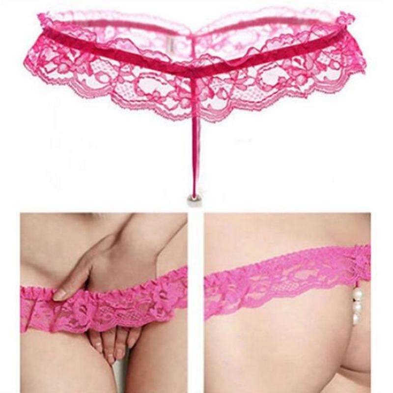 Women's Lingerie Sexy Artificial Pearl Decoration Lace thong Underwear