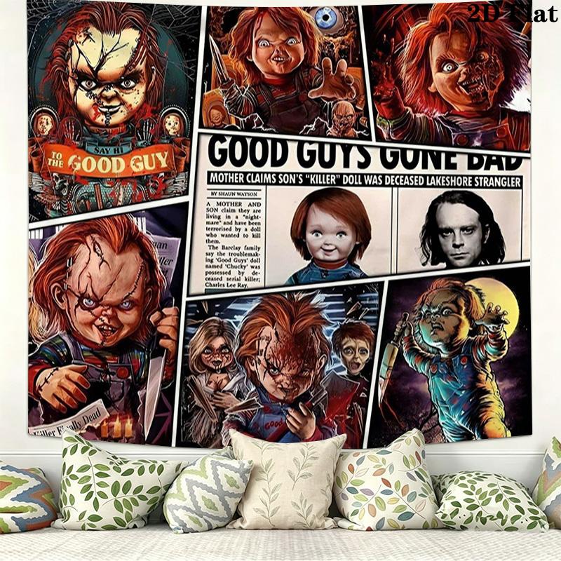 Chucky Wall Tapestry Aesthetic Wall Hanging Printed Fabric Blanket Decorative Tapestries for Bedroom Living Room Home Decor