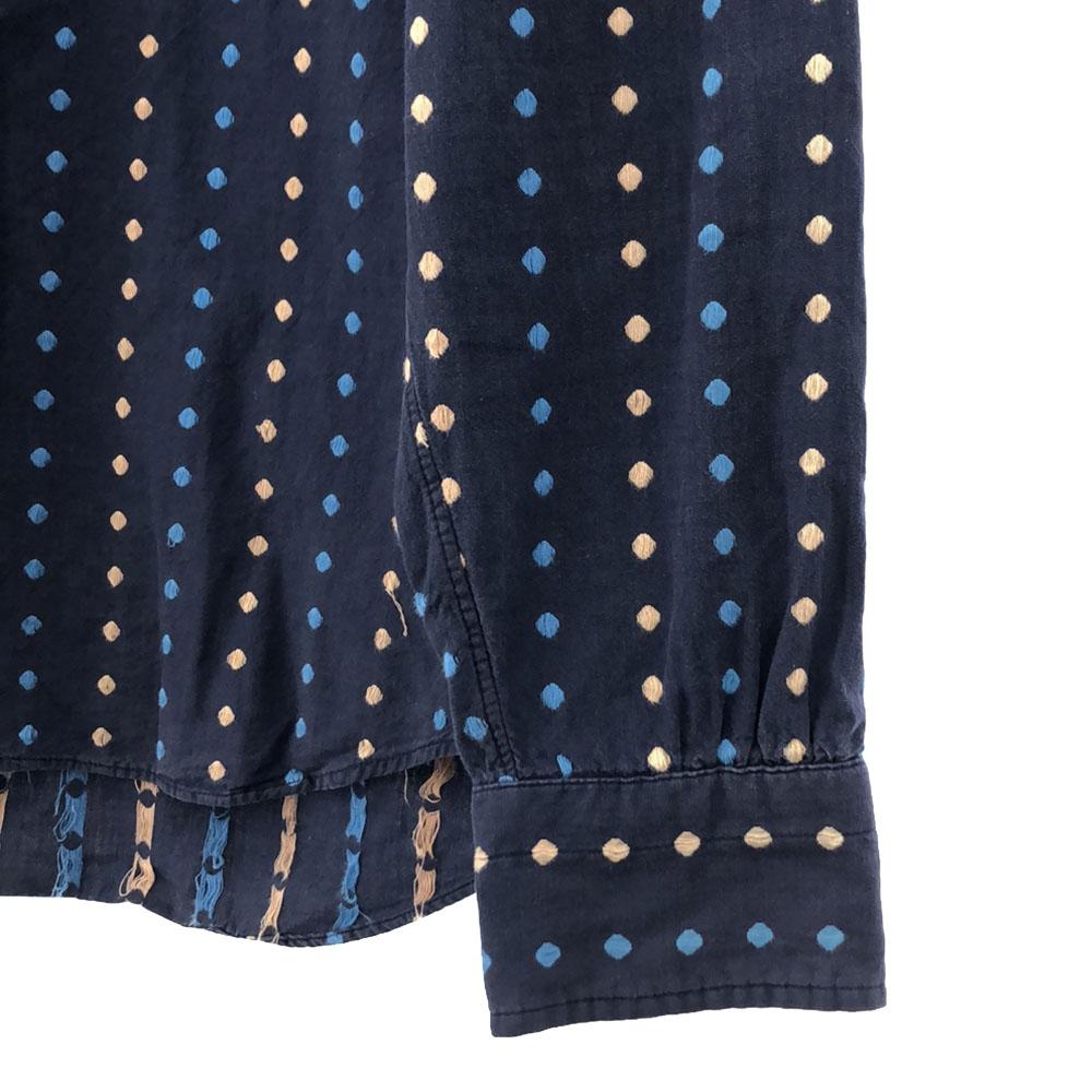 SUGAR CANE Dot Embroidery Pattern Long Sleeve Button Down Shirt M Navy Men's Used