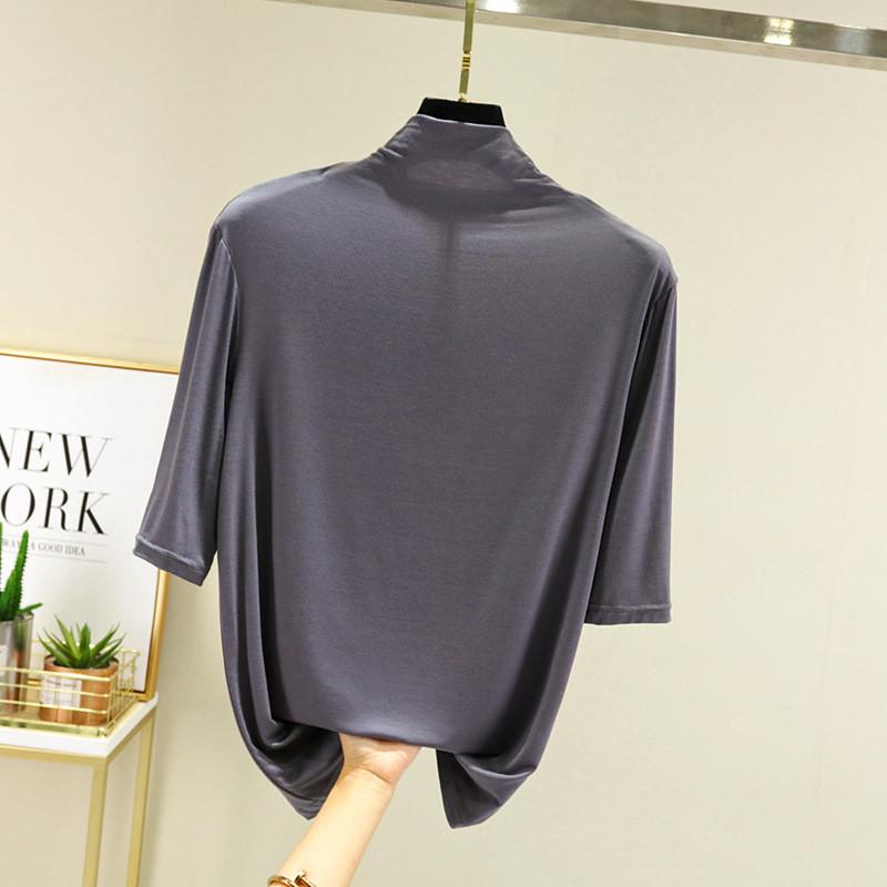 Modal Half High Neck T Shirt For Women With Soft Knit Fabric And Casual Style