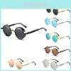 Vintage Steampunk Round Sunglasses With Reflective Mirrored Lenses And Metal Frame