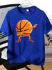 Unisexs Tee Cartoon Dancing Basketball Character Print Cotton Short Sleeve Male Casual Streetwear Outdoor Daily Basic Fashion Top