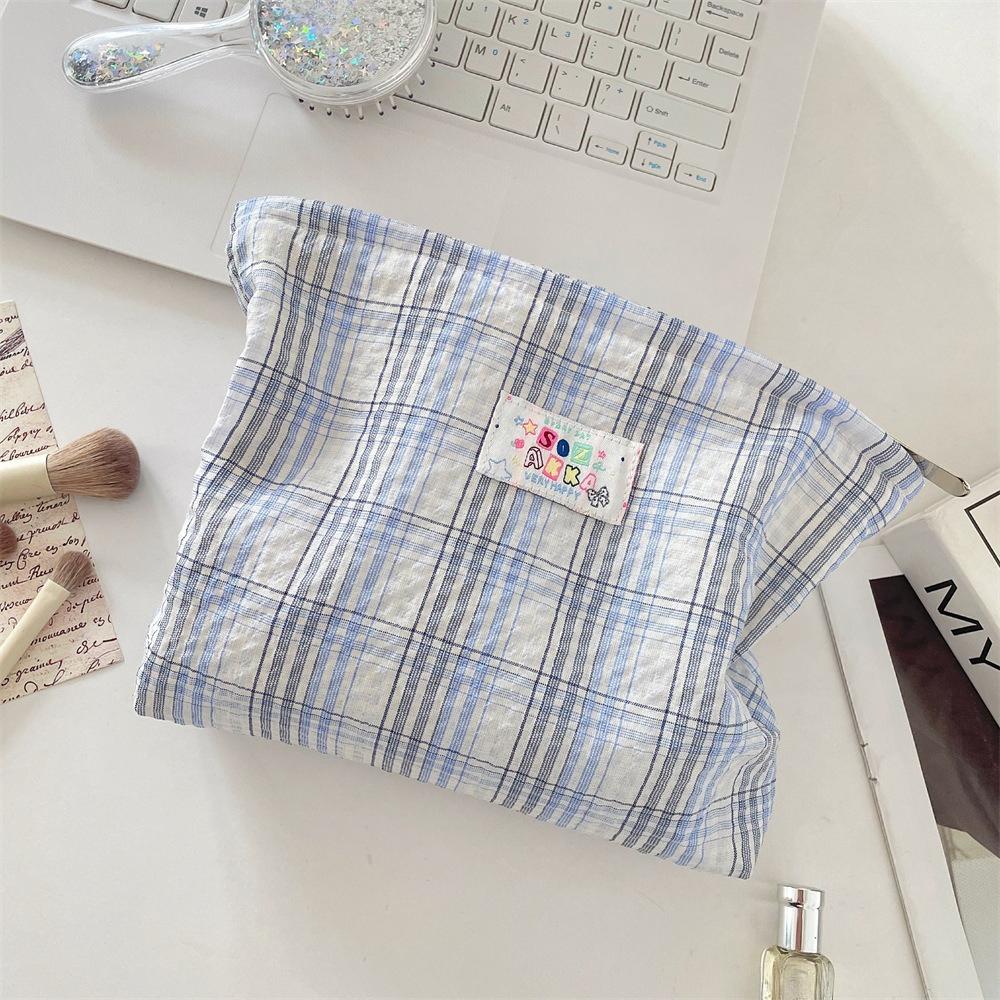 Fashion Plaid Cosmetic Bag Portable Travel Toiletry Bag Women Large Capacity Zipper Make Up Organizer Makeup Storage Bag