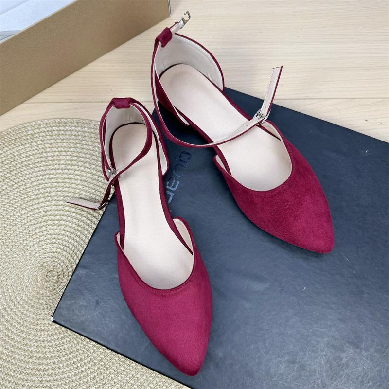 Fashion Flat Shoes for Women's Spring and Autumn Plus Size Pointed Sandals Women's 41-43 French Work Shoes Ladies Loafers Women