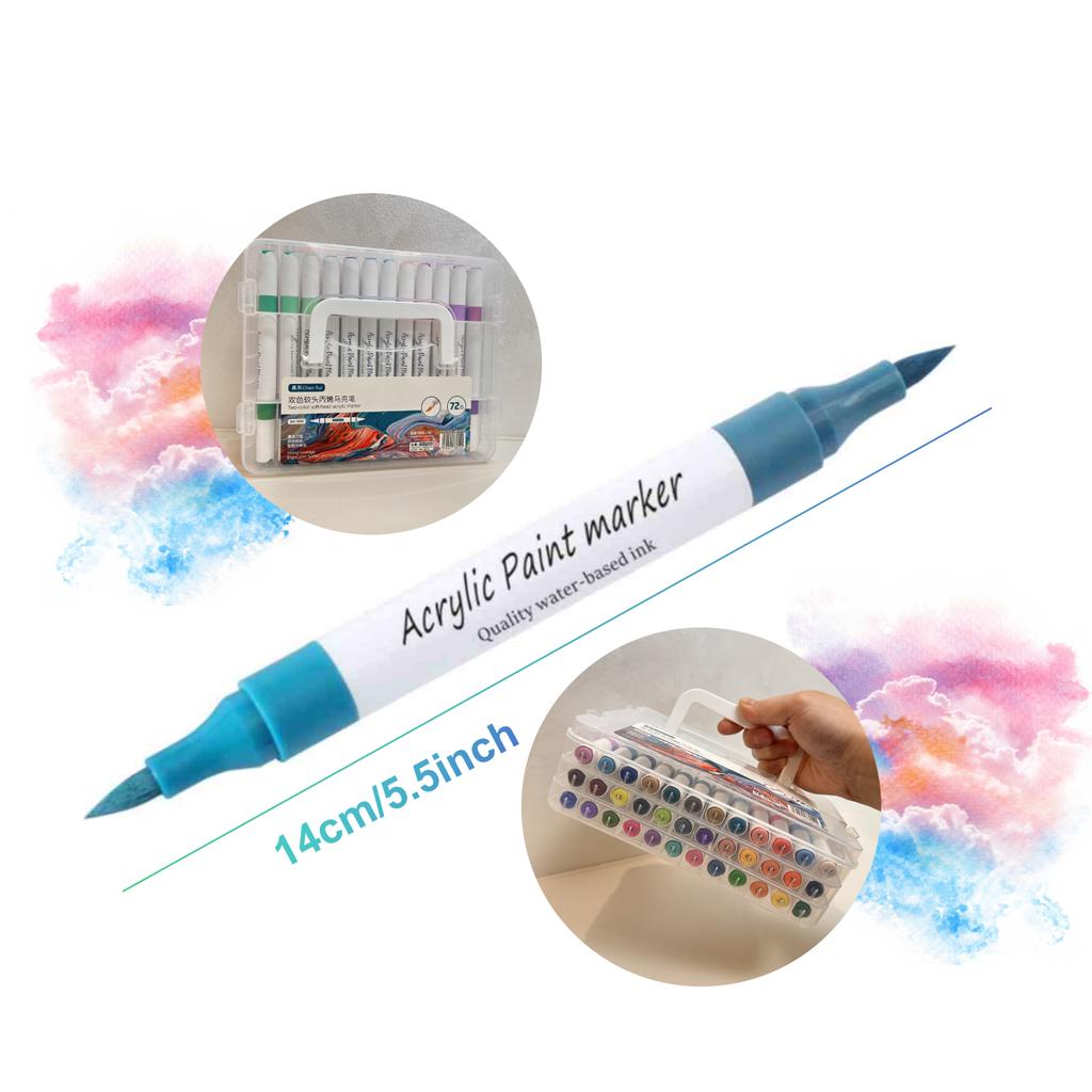 Two Tone Acrylic Pigment Marker Pen, 36 Pens - Brush Tip, Water-based Ink, Marker Pen - Very Suitable for Calligraphy, Illustrat