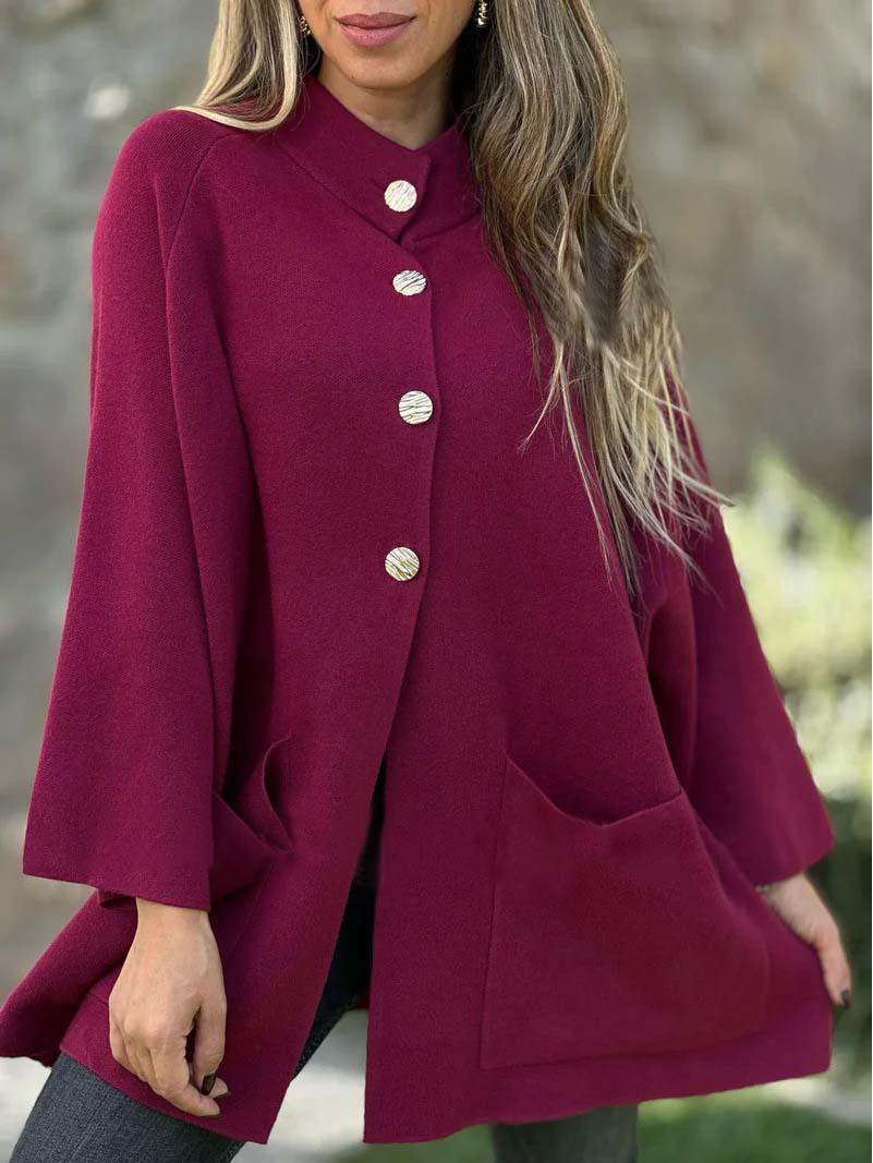 

2025 European & American Autumn/Winter Women s Fashion Woolen Coat: Single-Breasted Casual Cardigan XL червоний