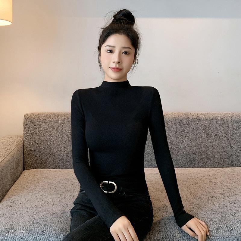 Women S Fleece Lined Half Turtleneck Slim Fit Thermal Base Layer Top