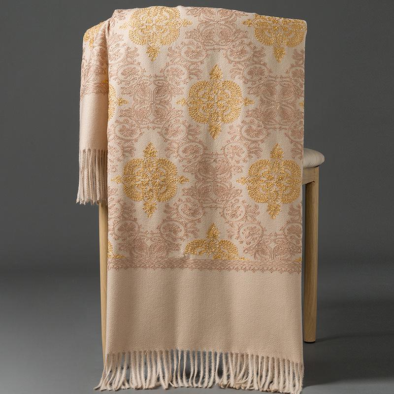 

Корейский женский весенне-осенний шарф и шаль из искусственного кашемира с вышивкой и кисточками 200 cm