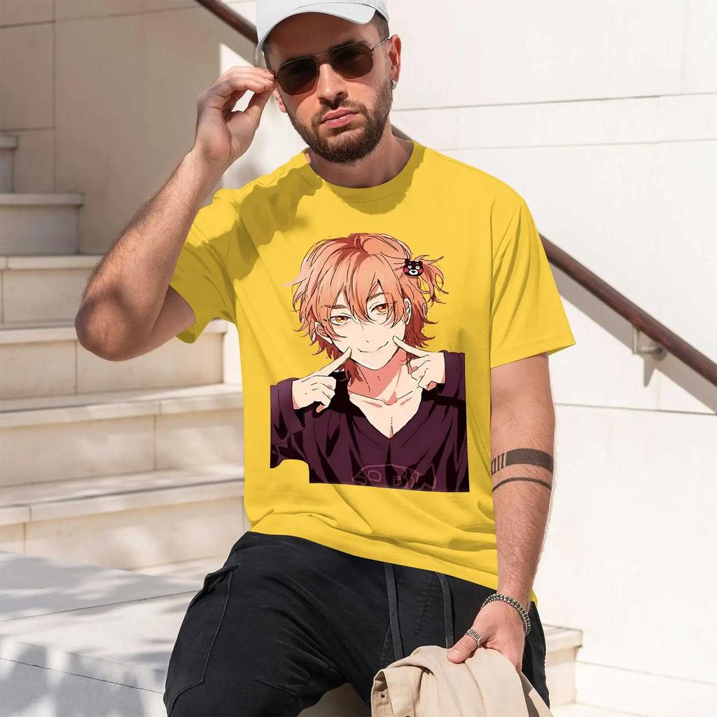 Yaguchi Kyousuke 2026 New Fashion Heavyweight Hot Selling Retro Printed Pattern Fun Round Neck Tshirt For Daily Comfort