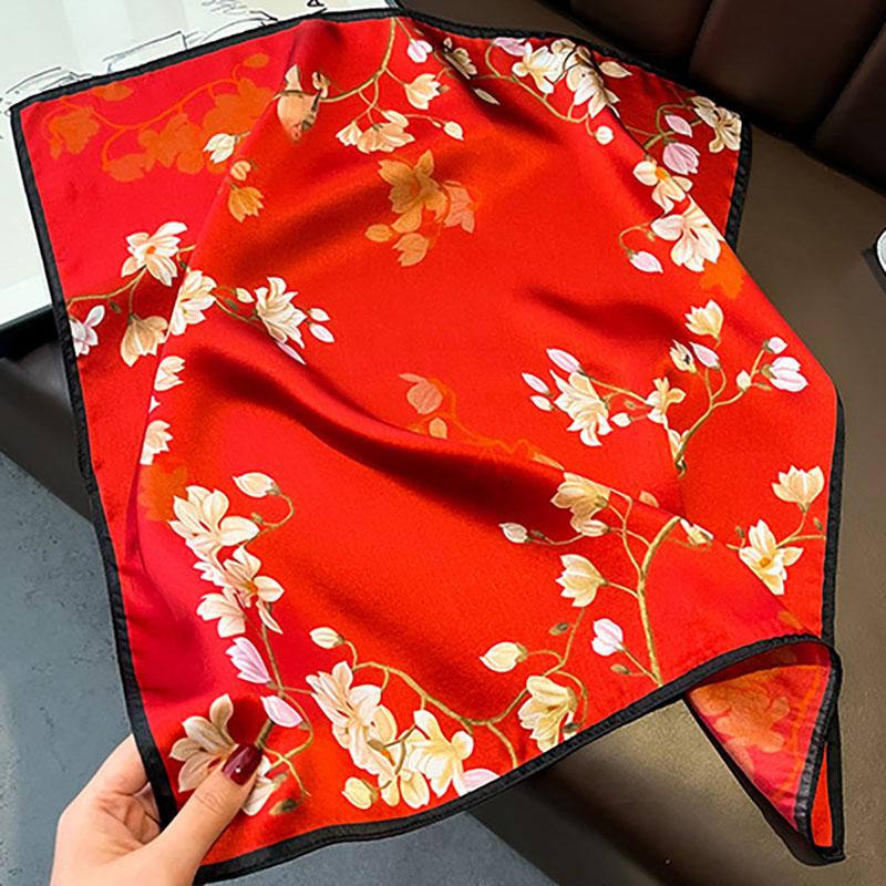 Square 100% Silk Scarf Women 53*53cm Pure Neck Hair Band Small Headband Foulard  Fashion Print Neckerchief Scarves Bandana