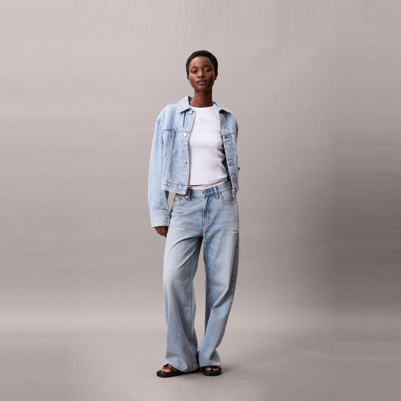 Calvin Klein Amerikanischer Stil Retro-Print Baumwoll-Denimjacke Damenjacke 47C782G