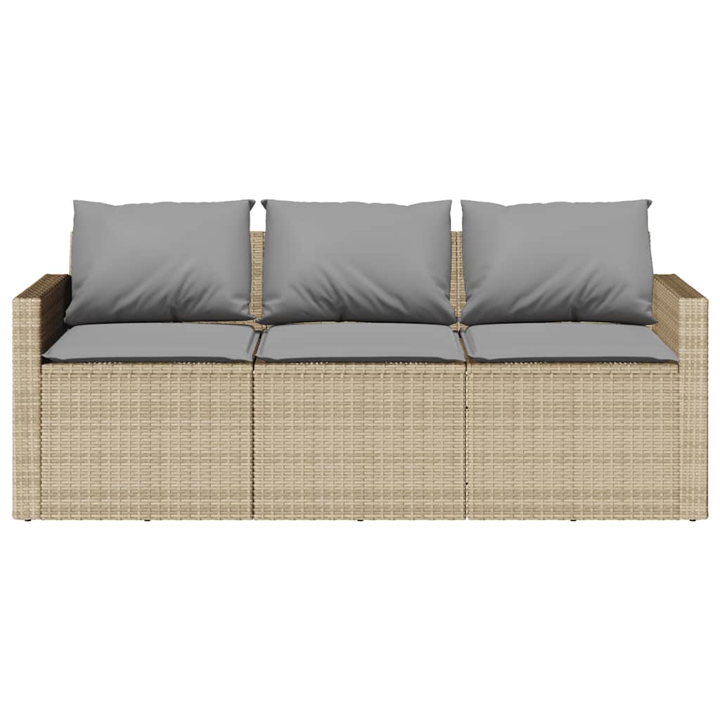 2 Piece Outdoor Dining Set with Cushions Beige Poly Rattan