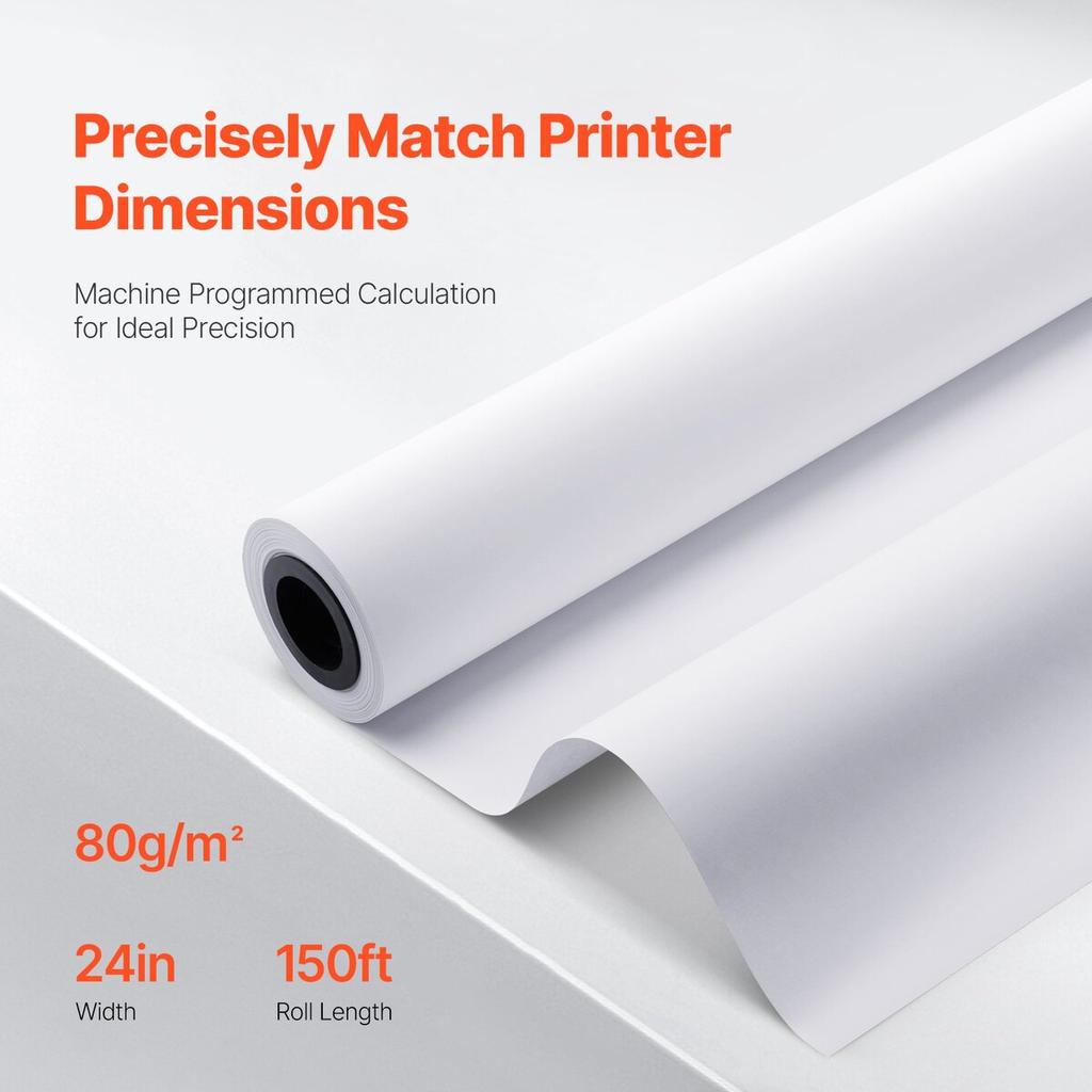 Wide Format Paper Plotter Paper 4 Rolls 24 in x 150 ft CAD Bond Rolls