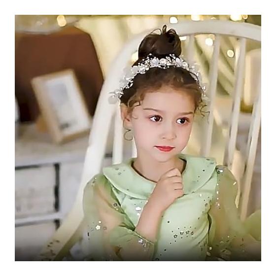YFFSFDC Flower Hairband with Pearls and Ribbons, Bridal Wedding Hair Accessories for Ceremonies, Photoshoots, Girls - Adjustable, Flexible,