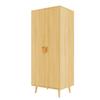 Kleiderschrank (Einzelstück 70 × 55 × 170 cm), Doppeltürdesign mit großen Staufächern, griffförmige Cartoon-Griffe und erhöhte Füße, Holzfarbe