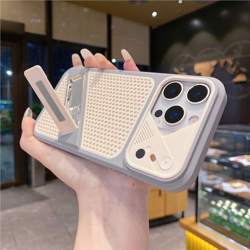 Applicable To iPhone17Pro Mobile Phone Case Bingfeng Honeycomb Heat Dissipation Invisible Bracket Apple 16 Mech Lens Jacket