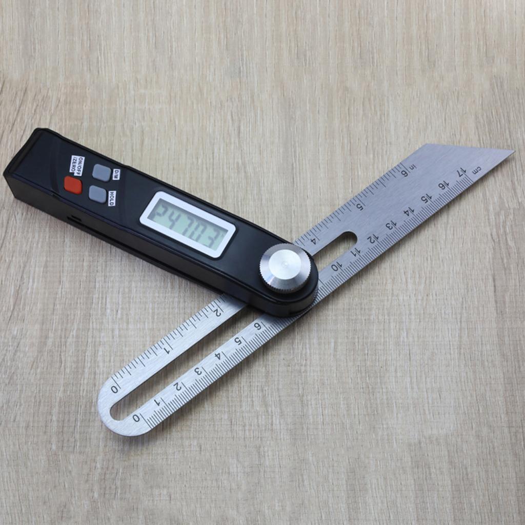 Square 17cm/6.69inch Digital Display Woodworking Measuring Ruler Protractor
