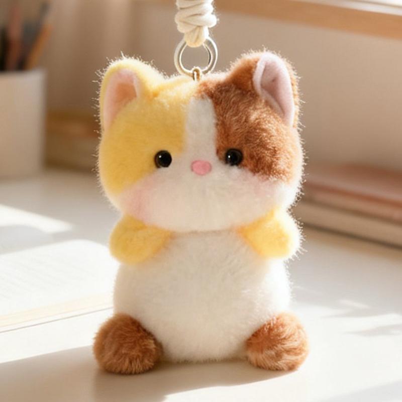 15cm Kuschel-Palmen-Haustier Kätzchen Plüschtiere Weich Flauschig Cartoon Haustier Katze Hängende Spielzeuge Niedlicher Schlüsselanhänger Taschen Dekor Auto Innenraum