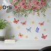 Colorful Flower Butterfly Toilet Sticker Removable Self-adhesive Waterproof PVC Living Room Bathroom Wall Art Floral Toilet Lid Decoration Decal