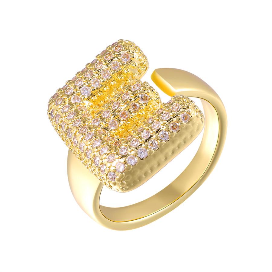 Zirkon Kupfer Mikro-Eingefasst 26-Buchstaben Offener Ring - Europäischer & Amerikanischer Weihnachtsschmuck