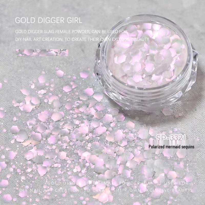 Iridescent Mermaid Nail Art: Fine & Coarse Glitter Sequins (Butterfly & Star)