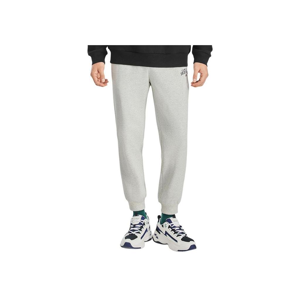 Skechers Sport Lifestyle Series Casual Versatile Simple Comfortable Knitted Sports Pants Men Bottoms Light-White Gray L324M058-0248