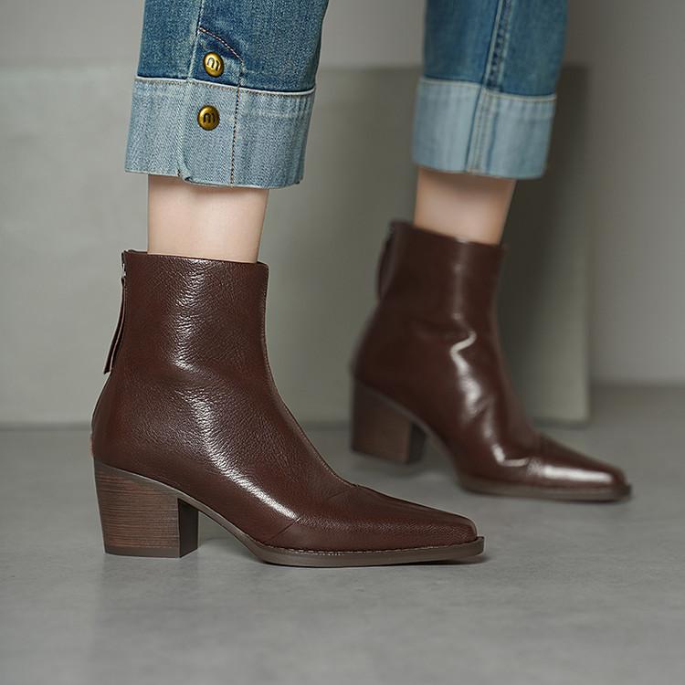 

Niche light luxury coarse heel sheepskin pointed Chelsea boots women s 2025 autumn and winter new foreign trade rear zipper short boots 40 needs to be customized