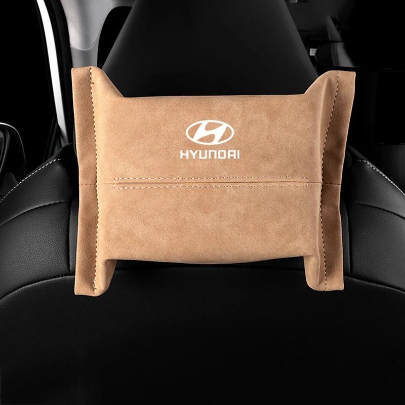 For Hyundai I20 Tucson Elantra I30 Accent IX35 Mistra Sonata Getz Solaris Suede Car Tissue Box Cover Napkin Paper Storage Box RR77