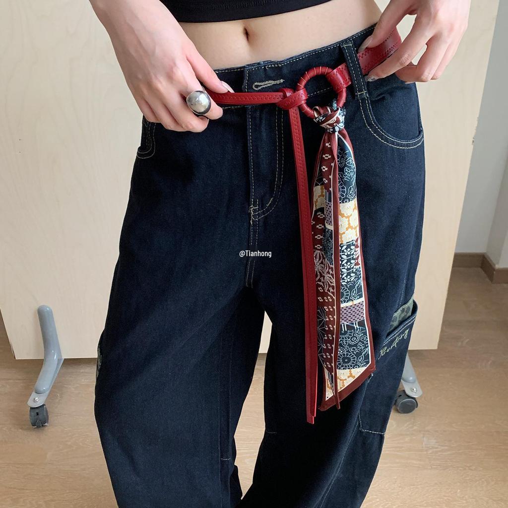 Chaîne Écharpe de Taille Y2K Punk Rouge - Accessoire de Ceinture Hip Hop Polyvalent pour Femme