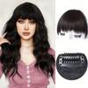 Synthetic Black Wig With Bangs Clip In Hair Extensions Natural Straight Fringe Hairpiece Wig For Women Use