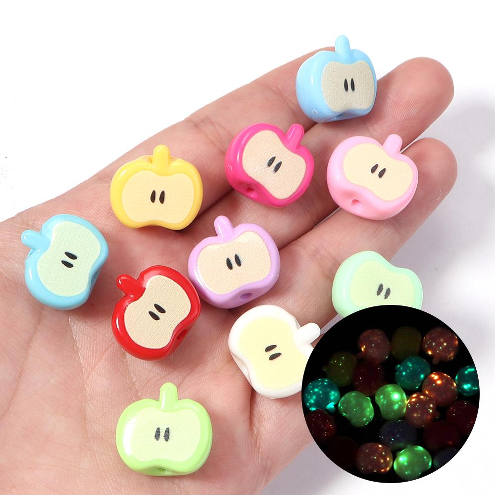 10 Stück/Los Halber Apfel Form Perlen Obst Acrylperlen Lose Perlen Für Schmuckherstellung DIY Halskette Armband Schlüsselanhänger Zubehör