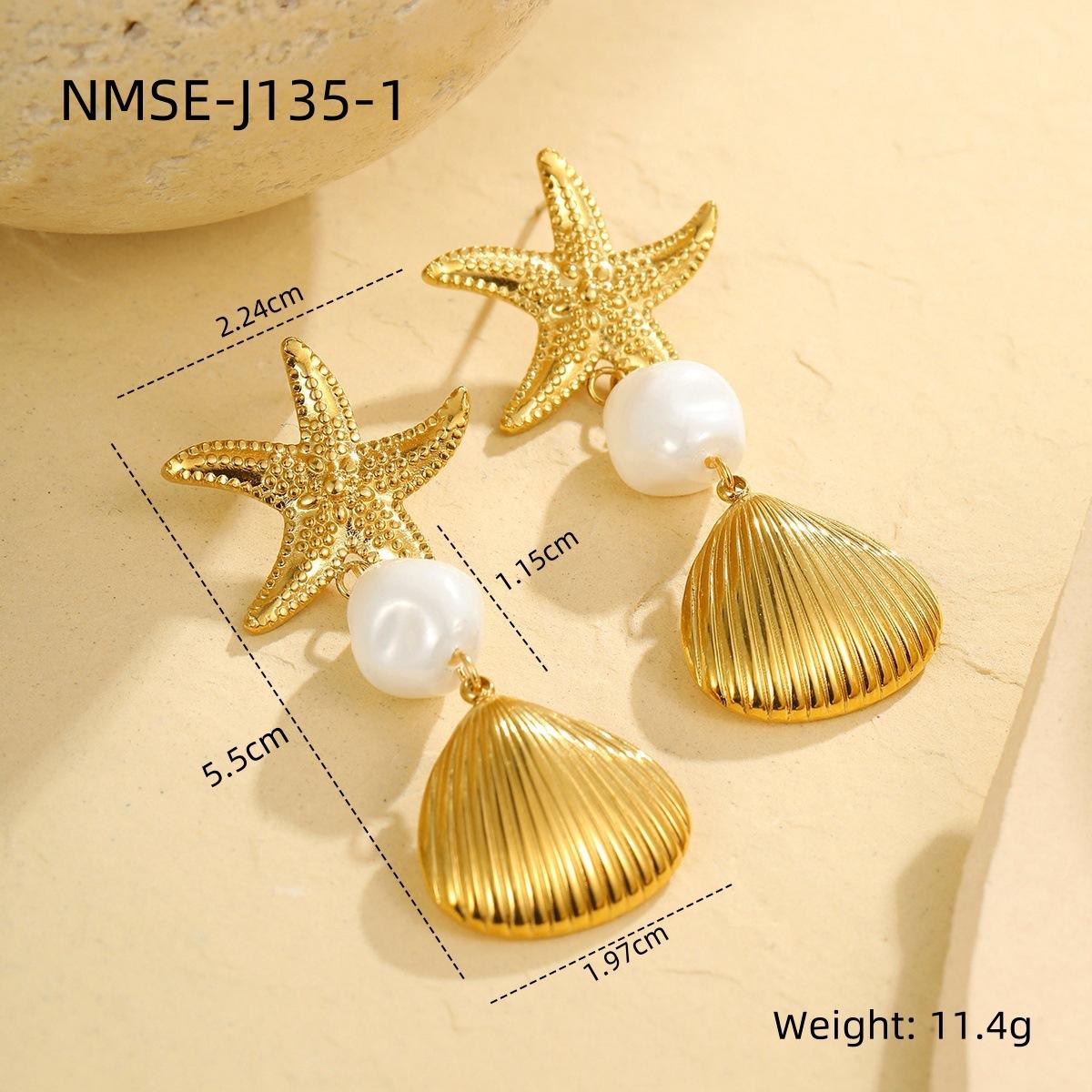 GEMCHIC Women s Starfish Pendant Earrings Fashion Metal Beach Style Stainless Steel Earrings for Women