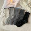 Color Matching Lace Socks Children'S Medium Tube Socks Season Retro Polka Dot Wool Socks Piled And Thickened Warm Medium Tube Socks Women