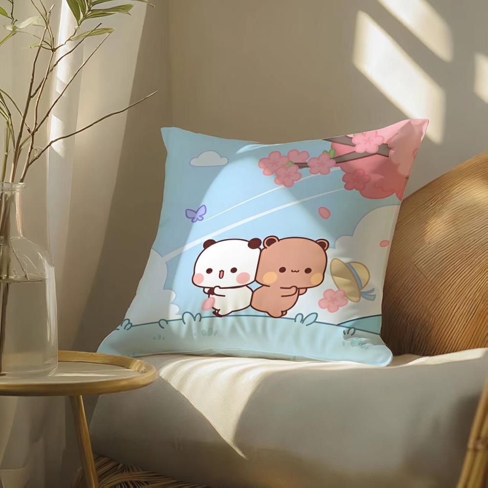 Popular Lovely Cartoon Bubu  Dudu Cute 2 Cushion Cover Silky elegant Comfort Sofa Bed Invisible zipper Beach pillowcase