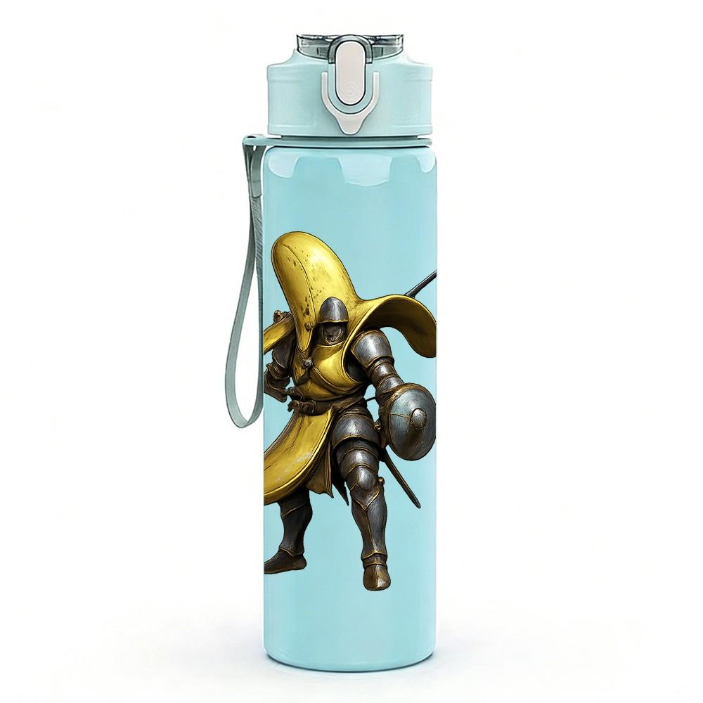 1PC Banana Warrior Character Art 750ml Color Plastic Sports Water Bottle Leakproof Flip Straw Lid Suitable for Sports Office Home Use