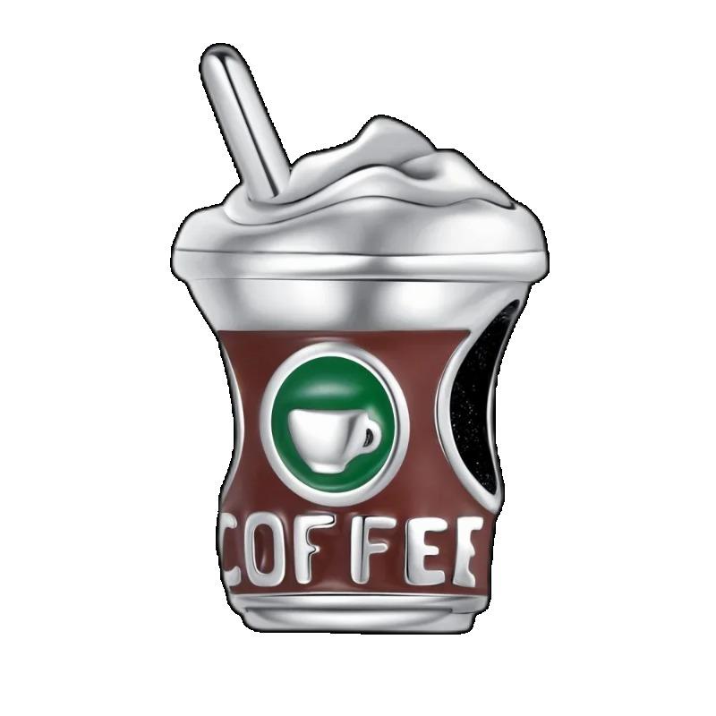 925 Silver Coffee Cup Charm Bead for DIY Bracelets Necklaces Pendants Handmade Jewelry Gift for Women Men