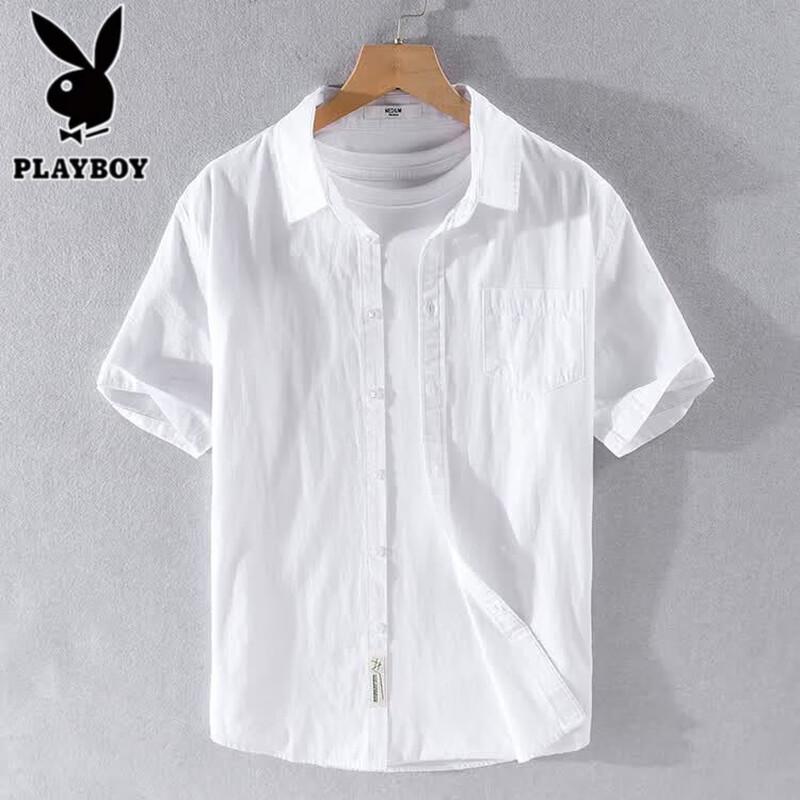 Playboy Men s Pure Cotton Short Sleeve Casual Shirt 3XL