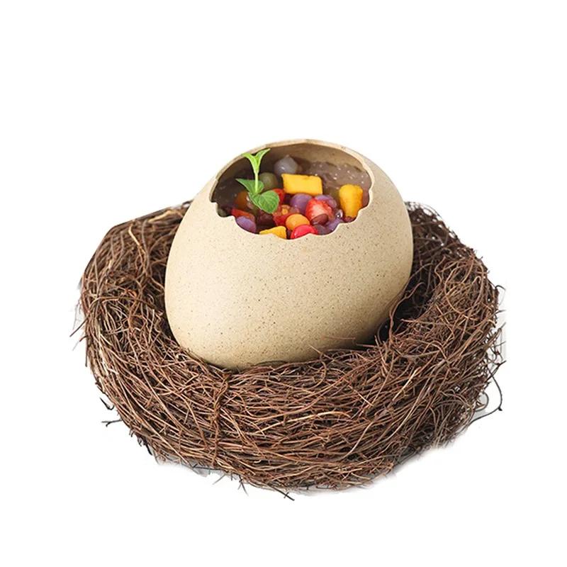 Fuglereir-egg Keramisk bolle Kald drikke Grill Kreativ Spesiell Kunstnerisk Konseptfat Dessert Molekylær Gastronomi