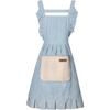 Ladies Girls Apron Kitchen - 2PC Cooking Aprons with Lace Pocket Cords Oil Resistant Stain Resistant Cotton Linen Coral Fleece for Cooking Baking BBQ
