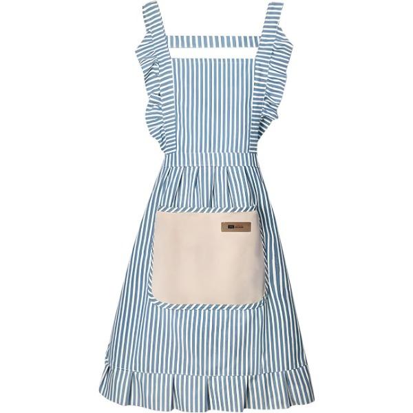 Ladies Girls Apron Kitchen - 2PC Cooking Aprons with Lace Pocket Cords Oil Resistant Stain Resistant Cotton Linen Coral Fleece for Cooking Baking BBQ