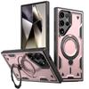 For Magsafe Magnetic 360°Rotat Metal Car Bracket Hard PC+Soft TPU Solid Color Armor Phone Case For Samsung S26 Ultra S26Plus S26