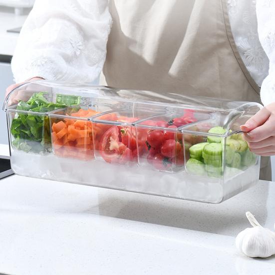 Контейнер для фруктов в холодильник с местом для хранения льда прозрачная крышка 5 отделений контейнер для сохранения салатов фруктов овощей для пикника прозрачный 2674₽
