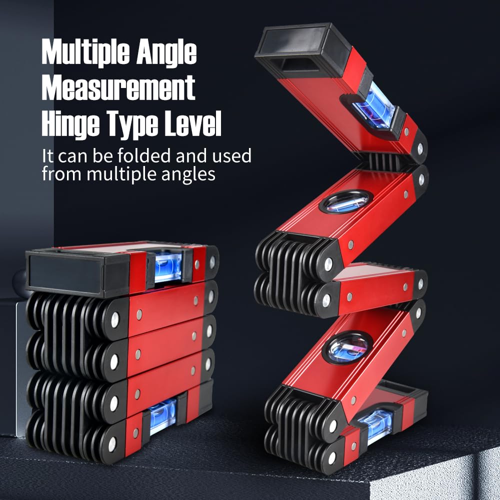 23.74 In. Multi-Angle Measuring Woodworking Tool, 5-Section Folding Pocket Plastic Level with 45°/90°/180° Bubbles