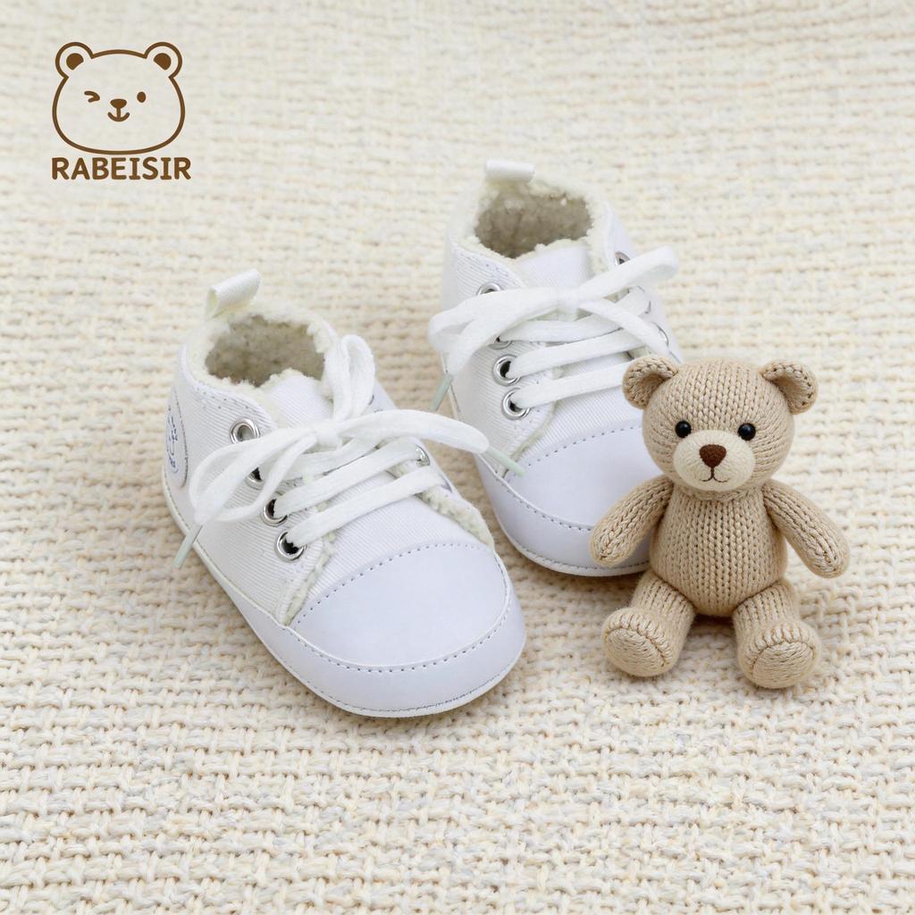 Soft Sole Baby Canvas Shoes - Non-slip, Breathable, Warm Velvet Lined for Autumn & Winter