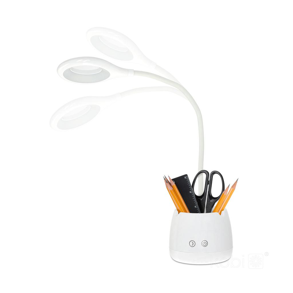 5W Rechargeable White LED Desk Lamp with 360° Adjustment and Space for a Phone