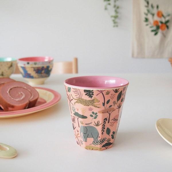 Sada 2 rýžových dětských dánských pohárů, Safari Green, Safari Pink, 1 sada