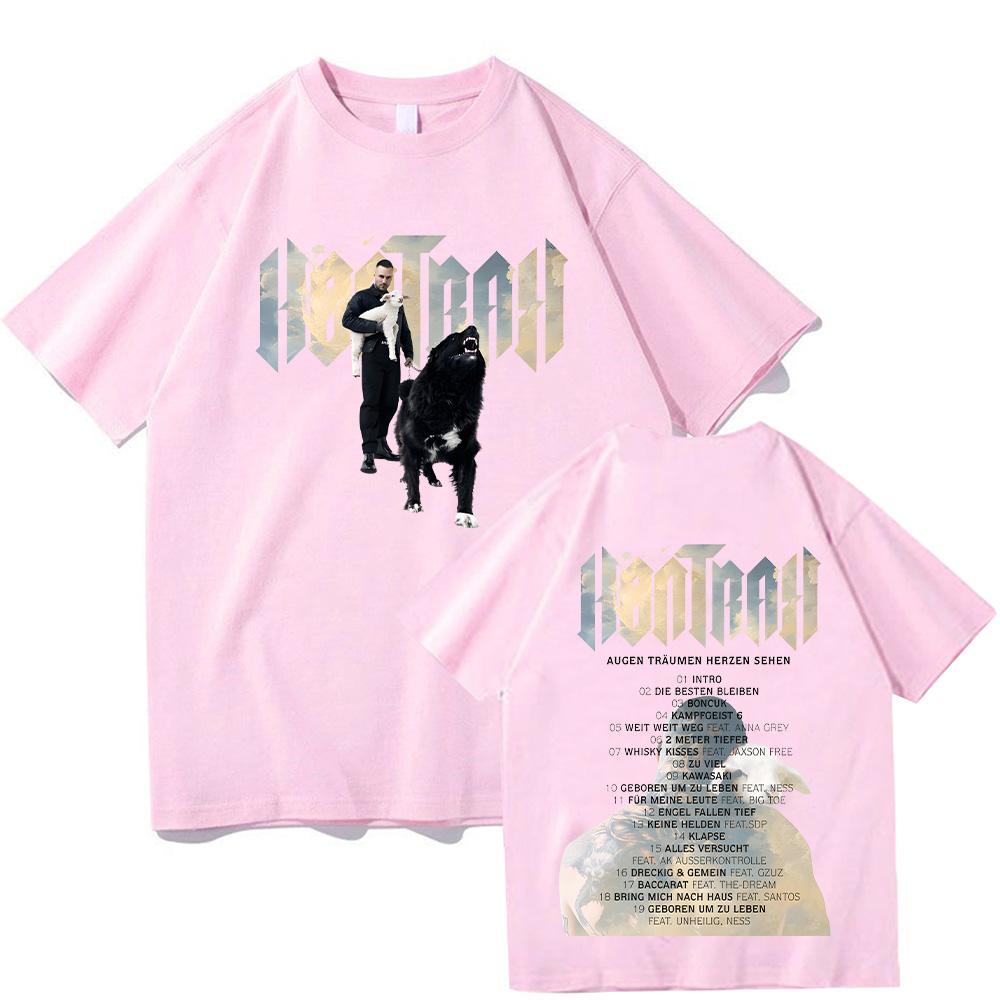 Kontra K Cotton Comfort T-Shirts Augen Träumen Herzen Sehen Neues Album Grafik-Tops Hip Hop Damen Herren Kurzarm-T-Shirt Streetwear XS rosa