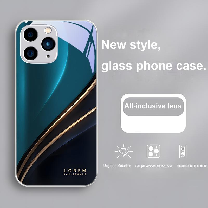 Gradient Lorem Black for Iphone 15 14 13 12 11 Pro Max X XS XR 7 8 Plus 2020 22 SE Black tempered glass phone case